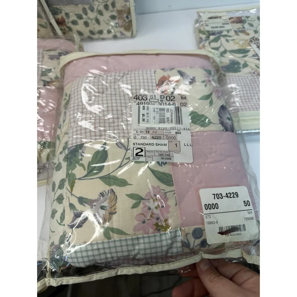 Jc Penney Valance 70x12 Standard Sham Set Quilted Matching Floral Pink Vintage